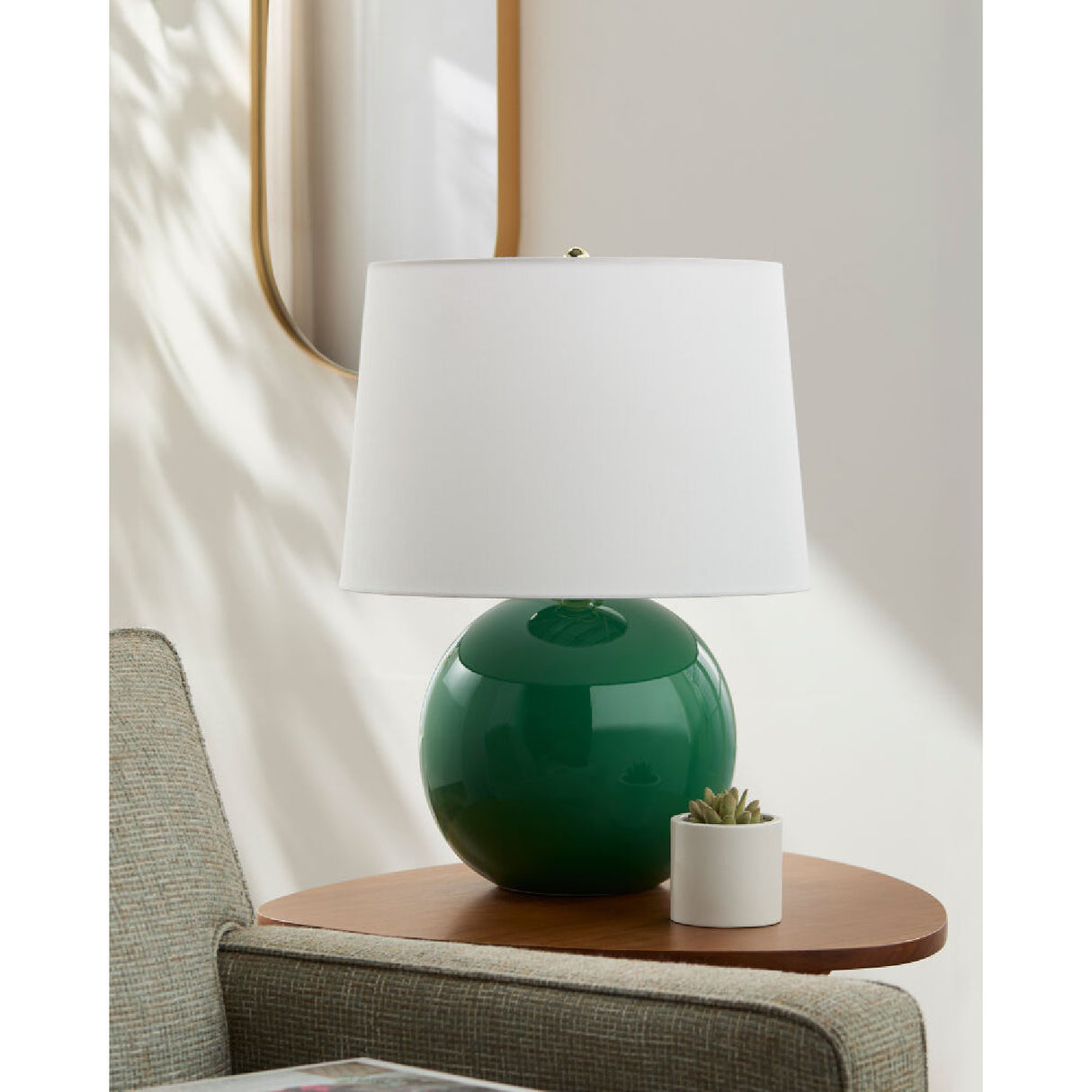 Modern European furniture - Glazed Globe Ceramic Table Lamp - www.oroa.com