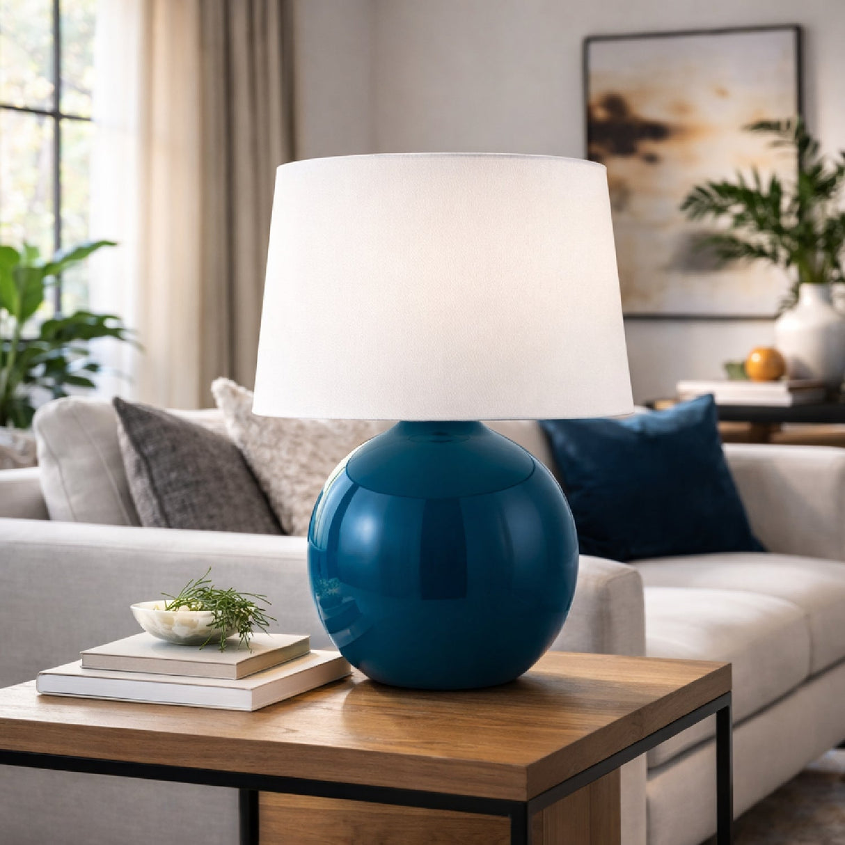 Modern European furniture - Glazed Globe Ceramic Table Lamp - www.oroa.com