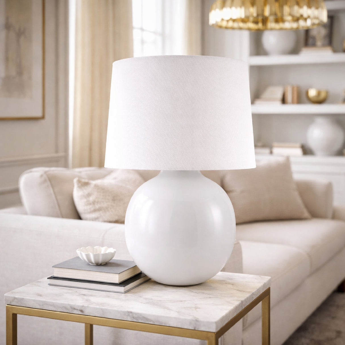 Modern European furniture - Glazed Globe Ceramic Table Lamp - www.oroa.com