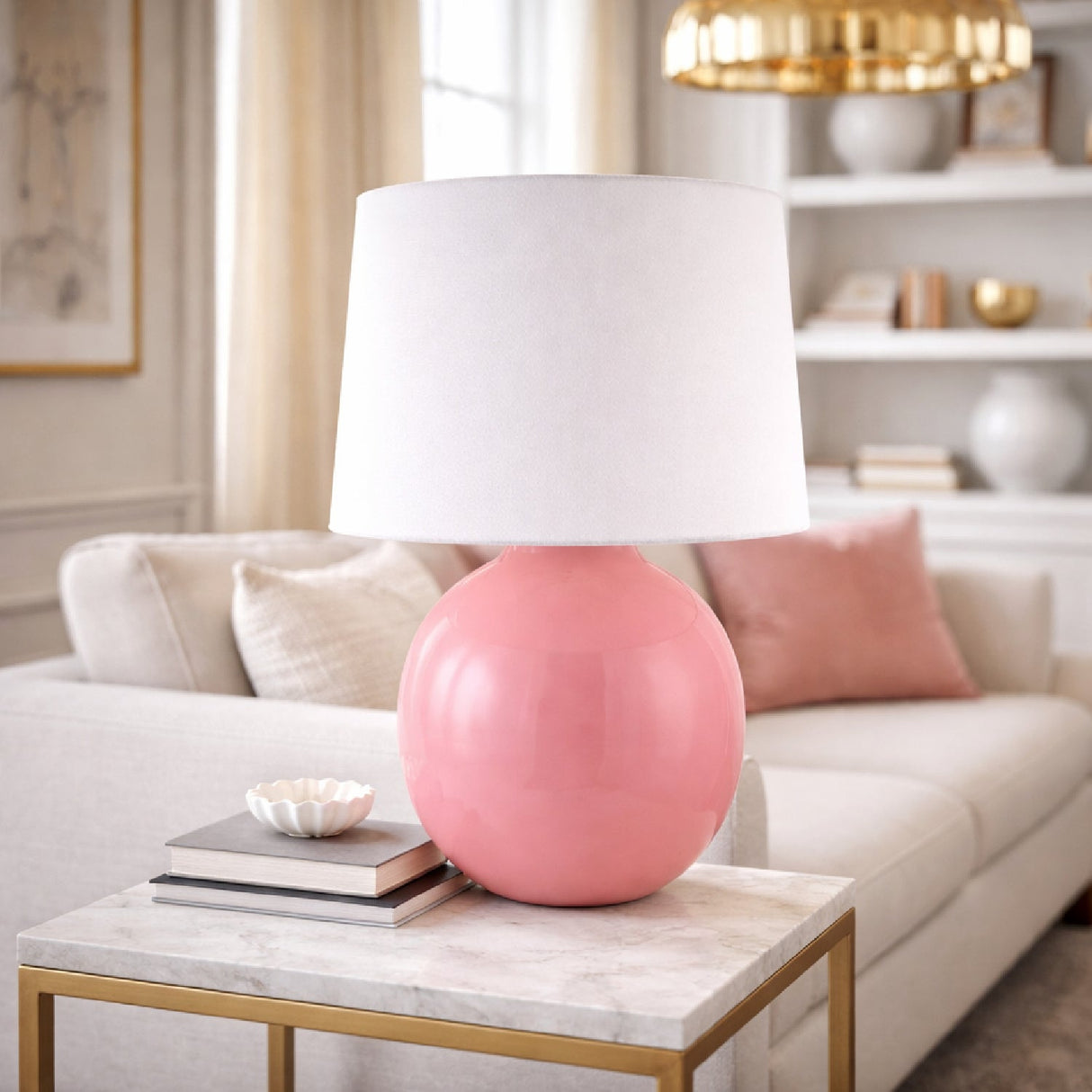 Modern European furniture - Glazed Globe Ceramic Table Lamp - www.oroa.com