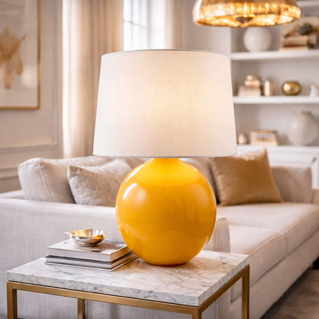 Modern European furniture - Glazed Globe Ceramic Table Lamp - www.oroa.com
