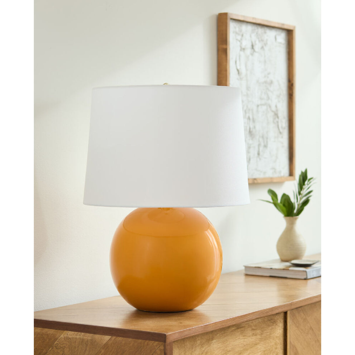 Modern European furniture - Glazed Globe Ceramic Table Lamp - www.oroa.com
