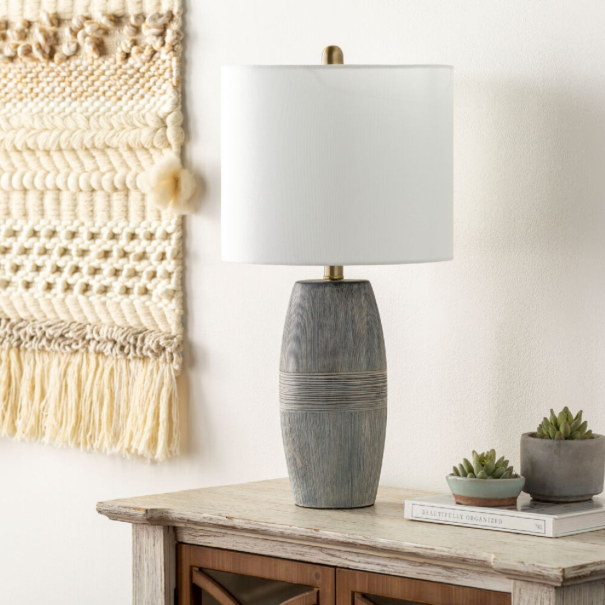 Modern European furniture - Glazed Gray Ceramic Table Lamp - www.oroa.com