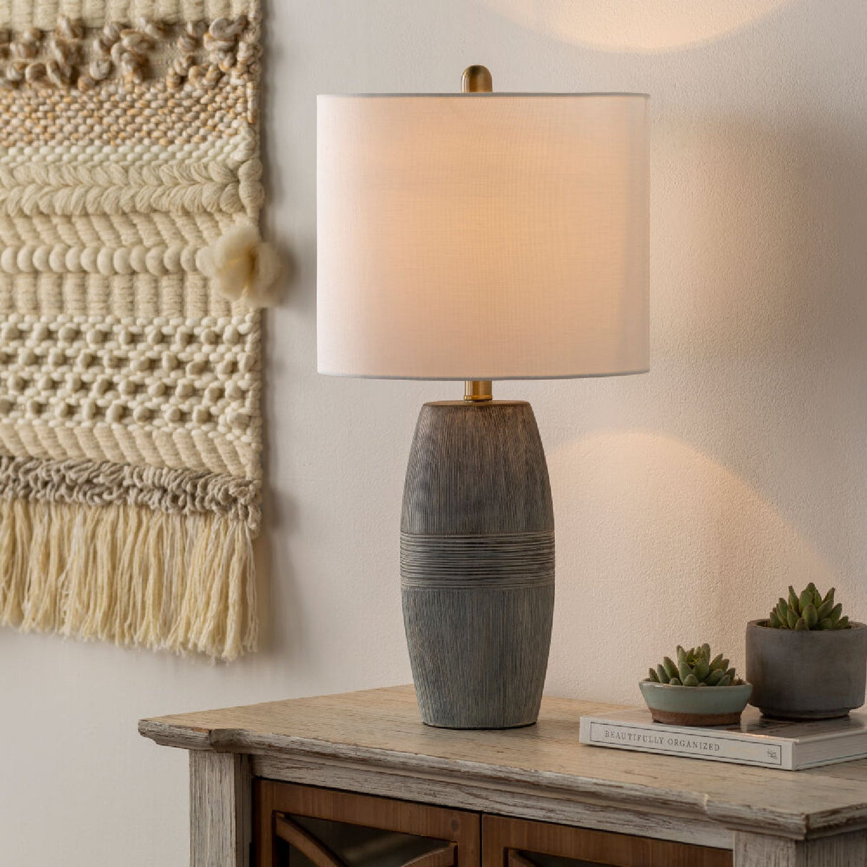 Modern European furniture - Glazed Gray Ceramic Table Lamp - www.oroa.com