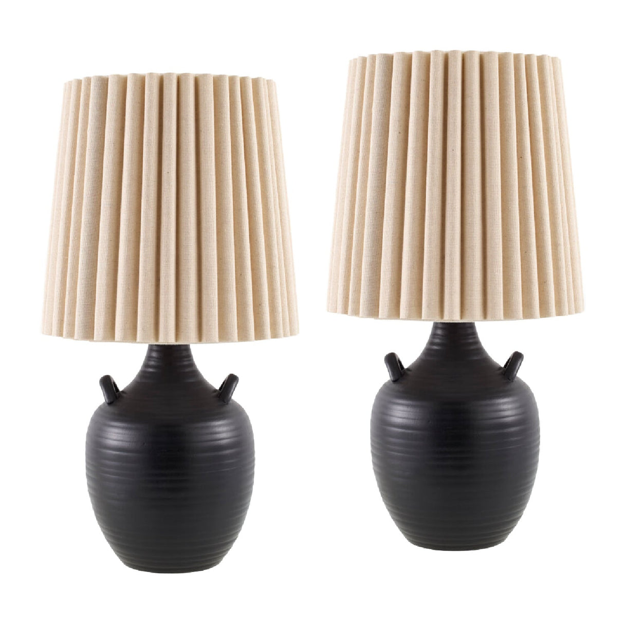Modern European furniture - Ceramic Fluted Linen Table Lamps (2) - www.oroa.com