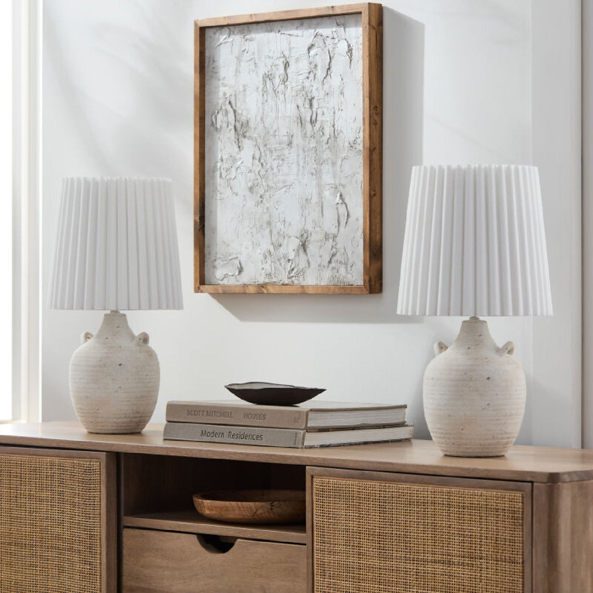 Modern European furniture - Ceramic Fluted Linen Table Lamps (2) - www.oroa.com