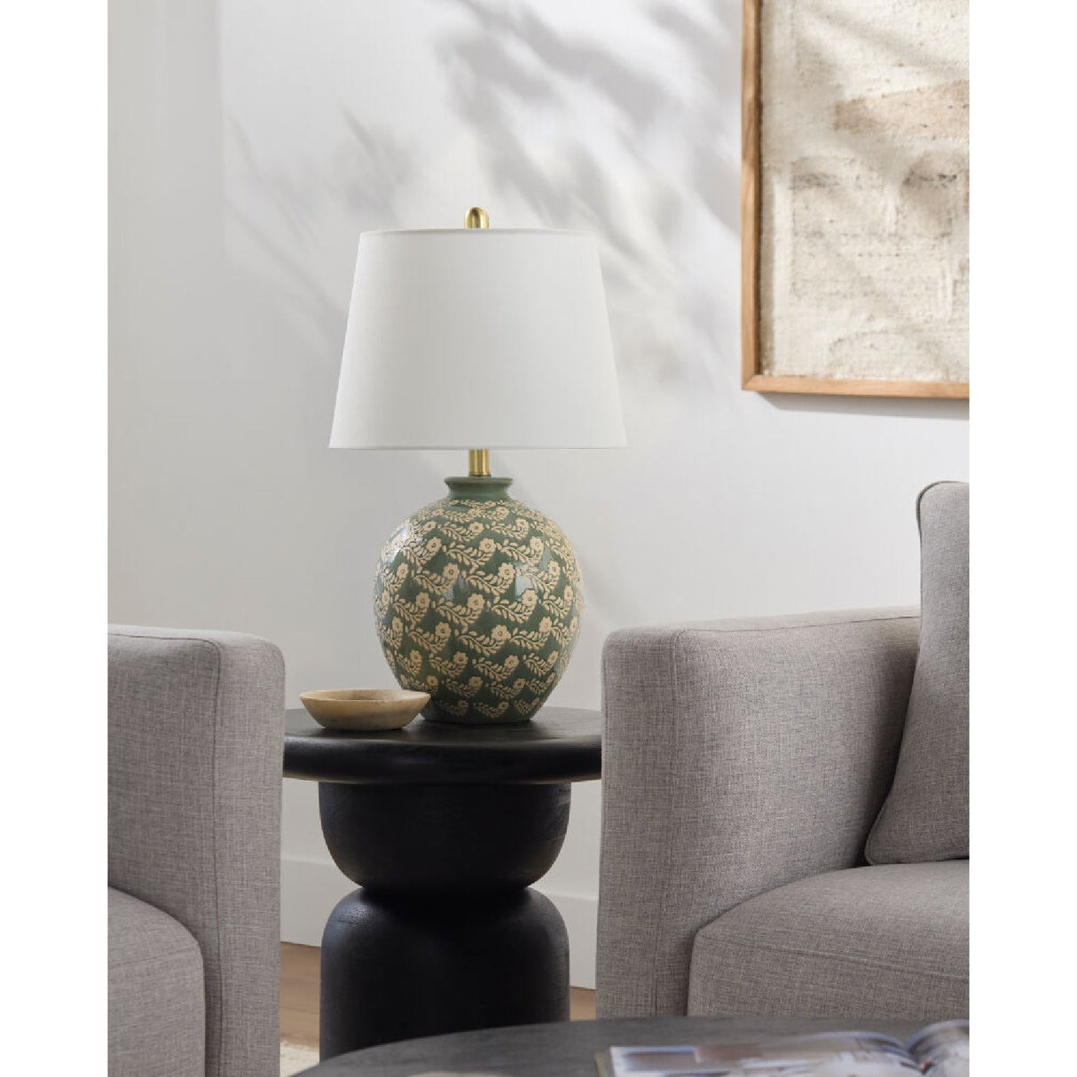 Modern European furniture - Green Ceramics Floral Table Lamp - www.oroa.com