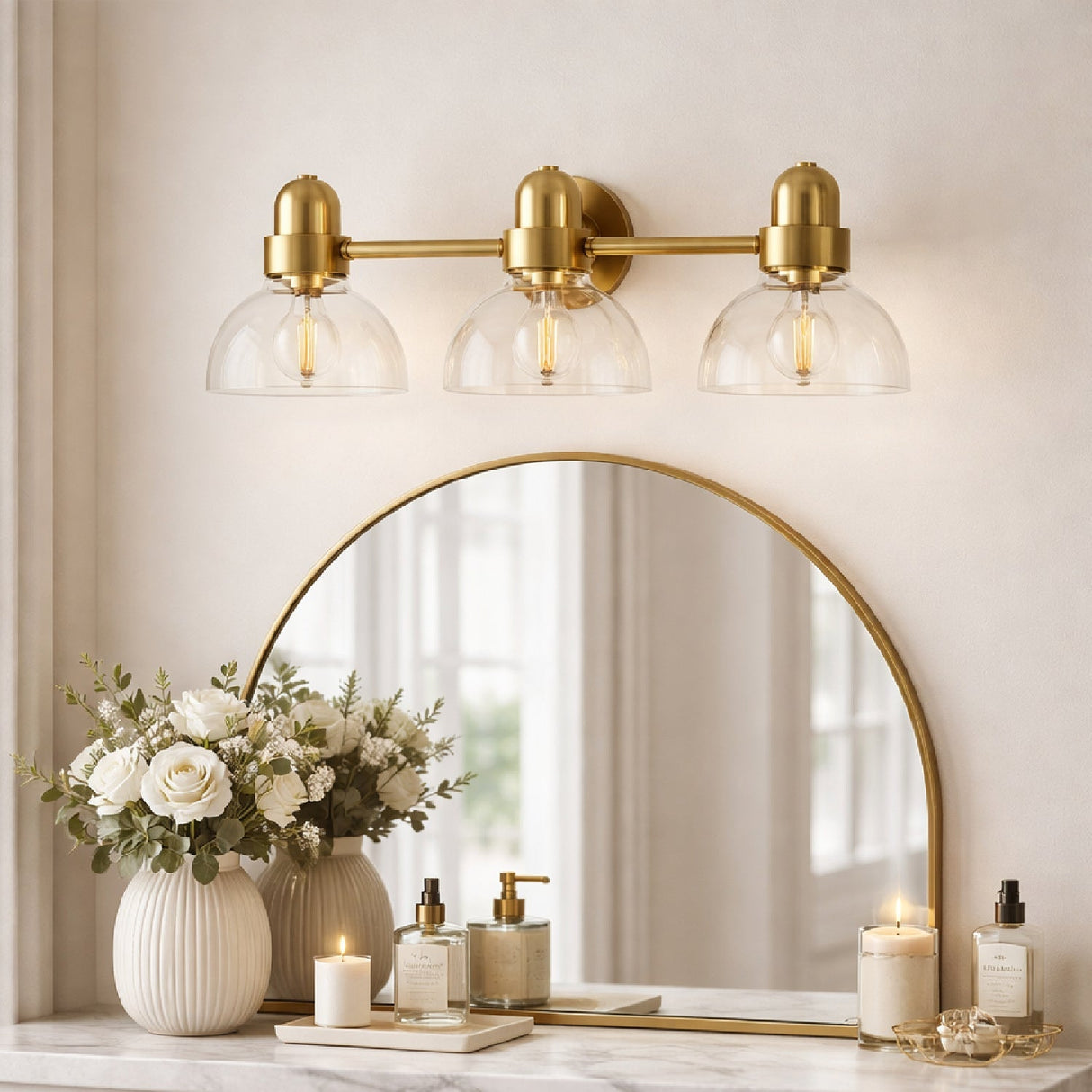 Modern European furniture - Clear Glass Gold Wall Lamp - www.oroa.com