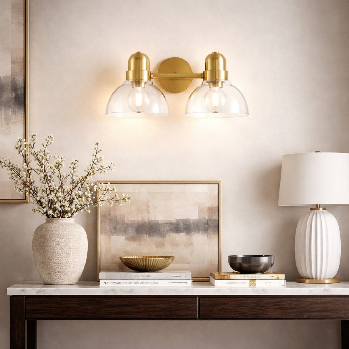 Modern European furniture - Clear Glass Gold Wall Lamp - www.oroa.com