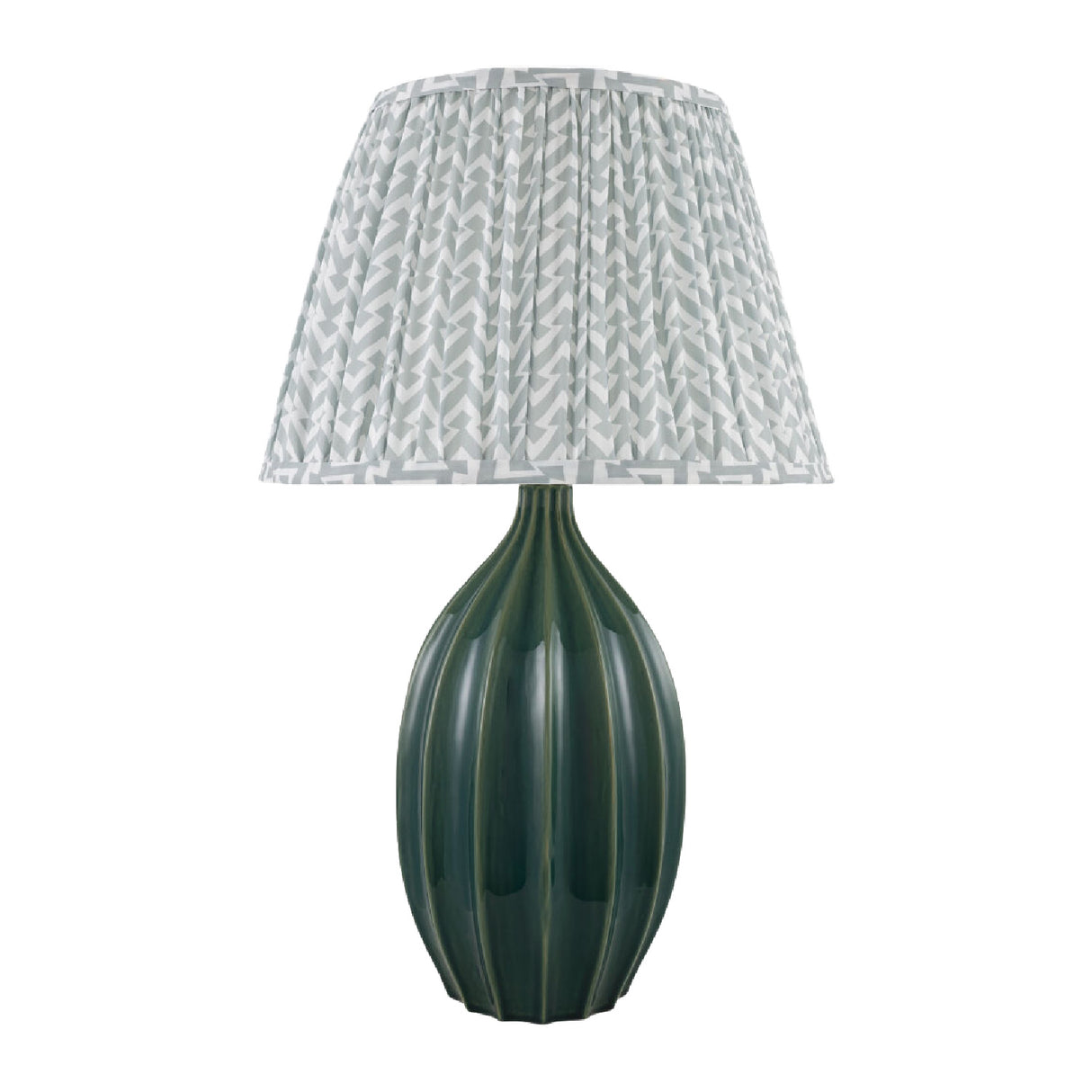 Modern European furniture - Green Fluted Ceramic Table Lamp - www.oroa.com
