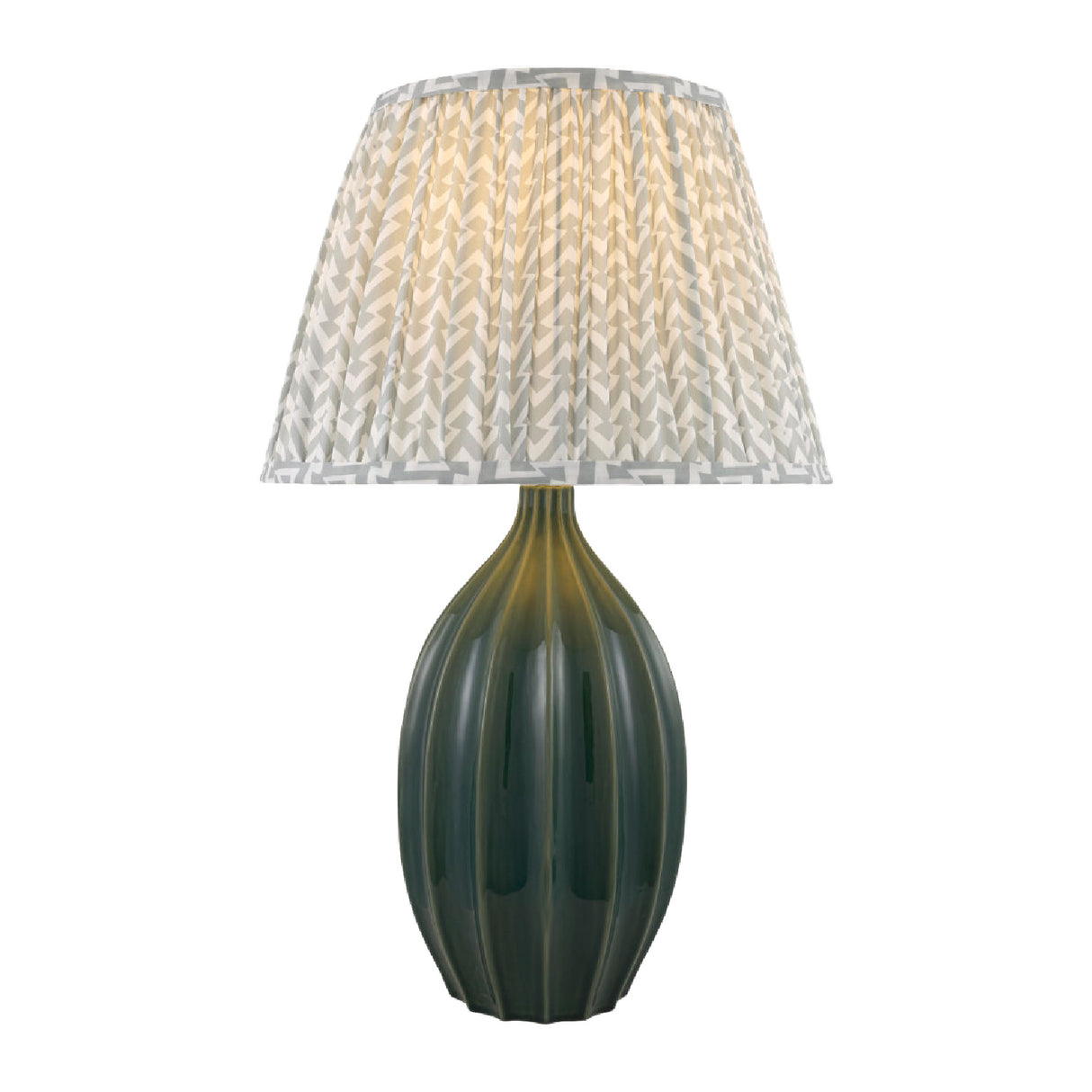 Modern European furniture - Green Fluted Ceramic Table Lamp - www.oroa.com