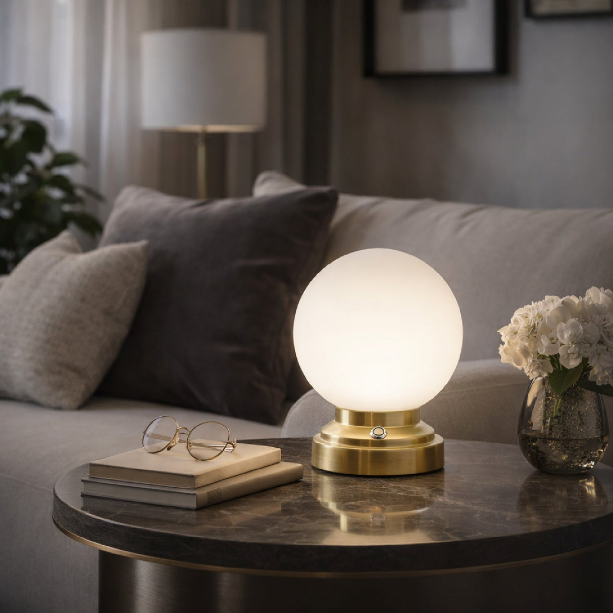 Modern European furniture - White Glass Globe Table Lamp - www.oroa.com