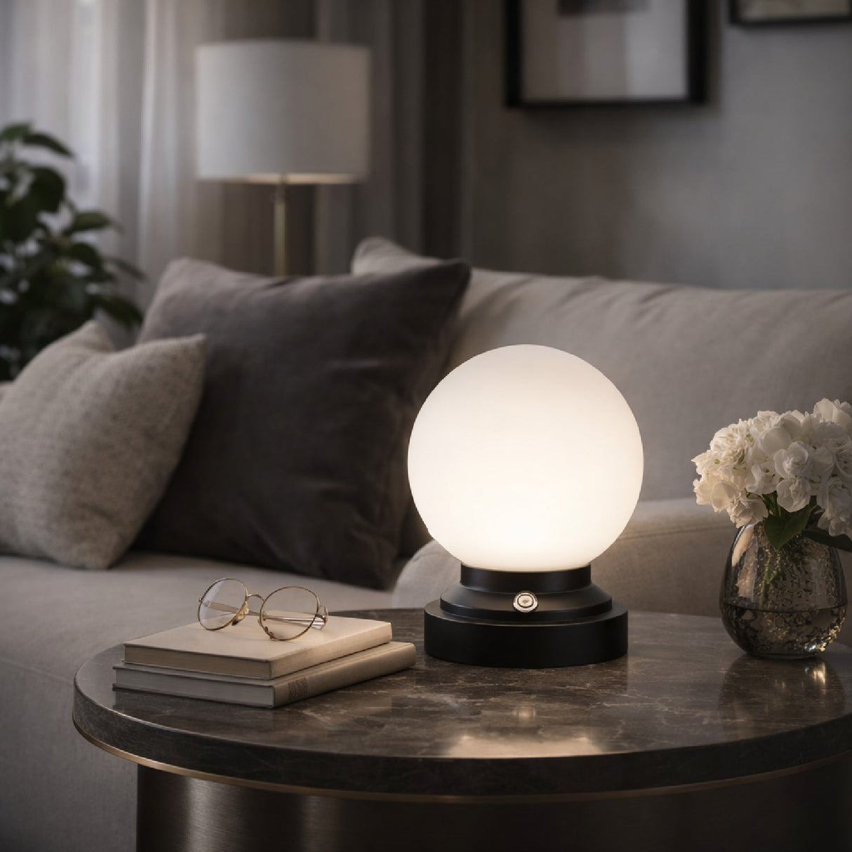 Modern European furniture - White Glass Globe Table Lamp - www.oroa.com
