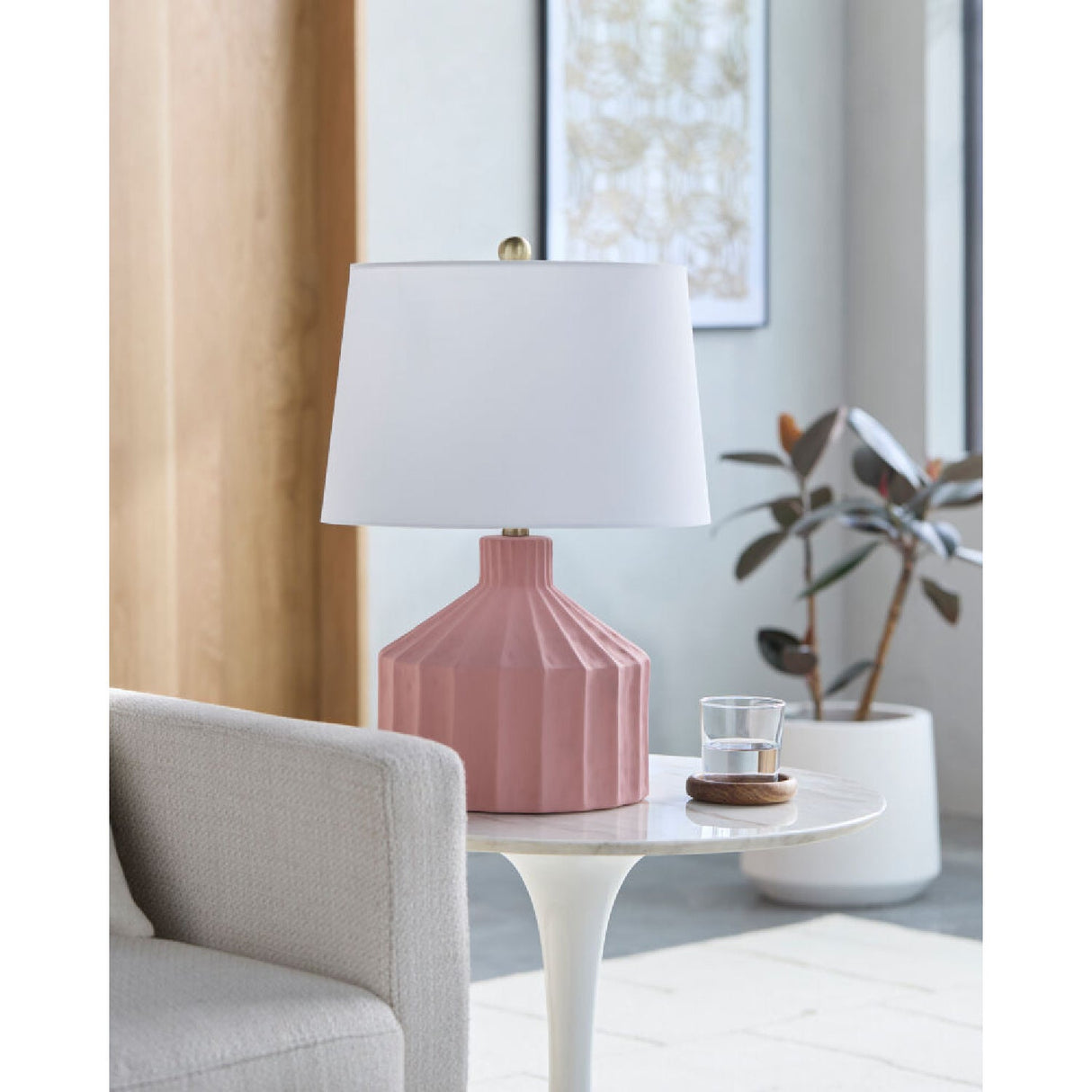 Modern European furniture - Fluted Ceramic Accent Table Lamp - www.oroa.com
