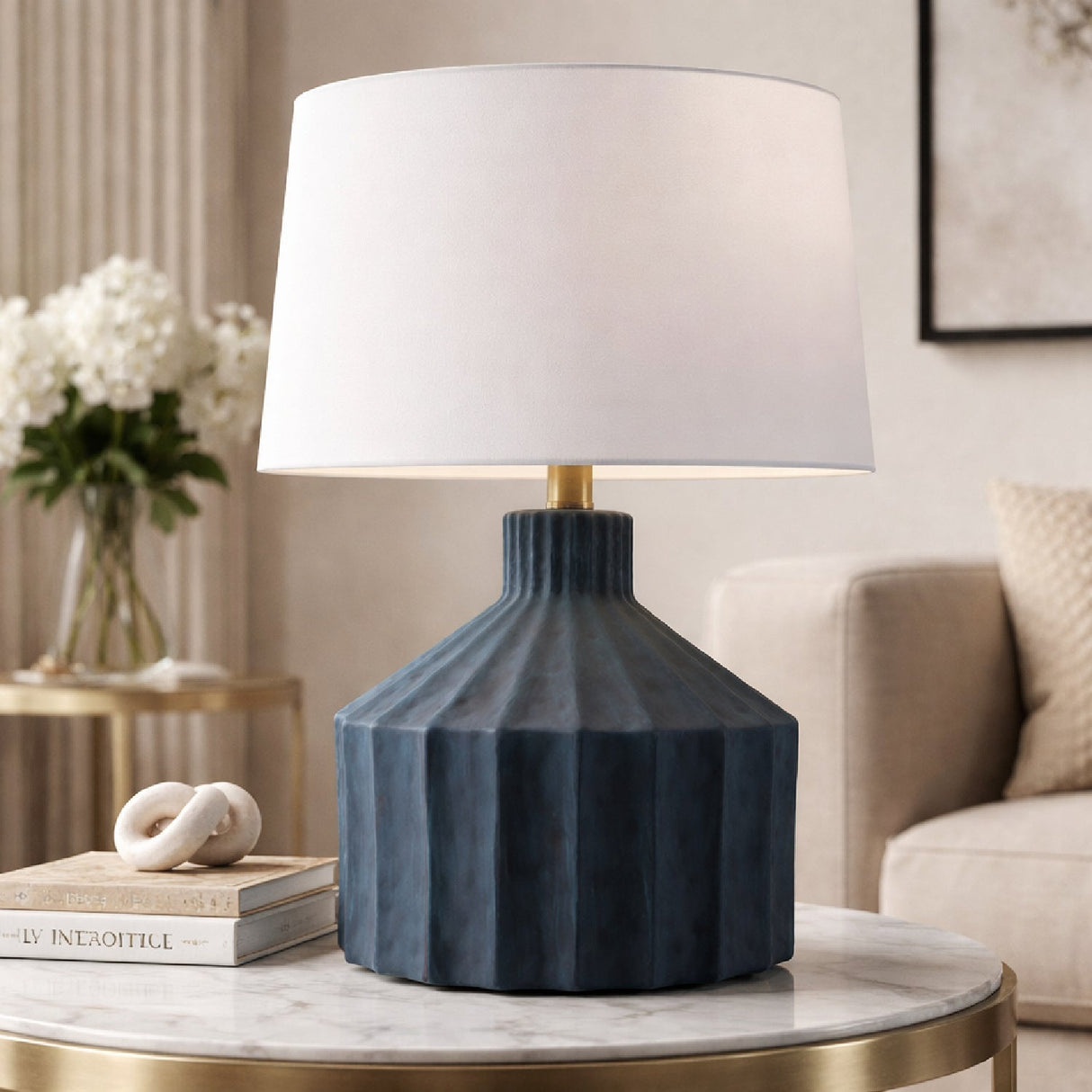 Modern European furniture - Fluted Ceramic Accent Table Lamp - www.oroa.com