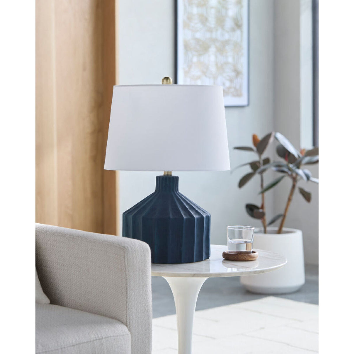 Modern European furniture - Fluted Ceramic Accent Table Lamp - www.oroa.com