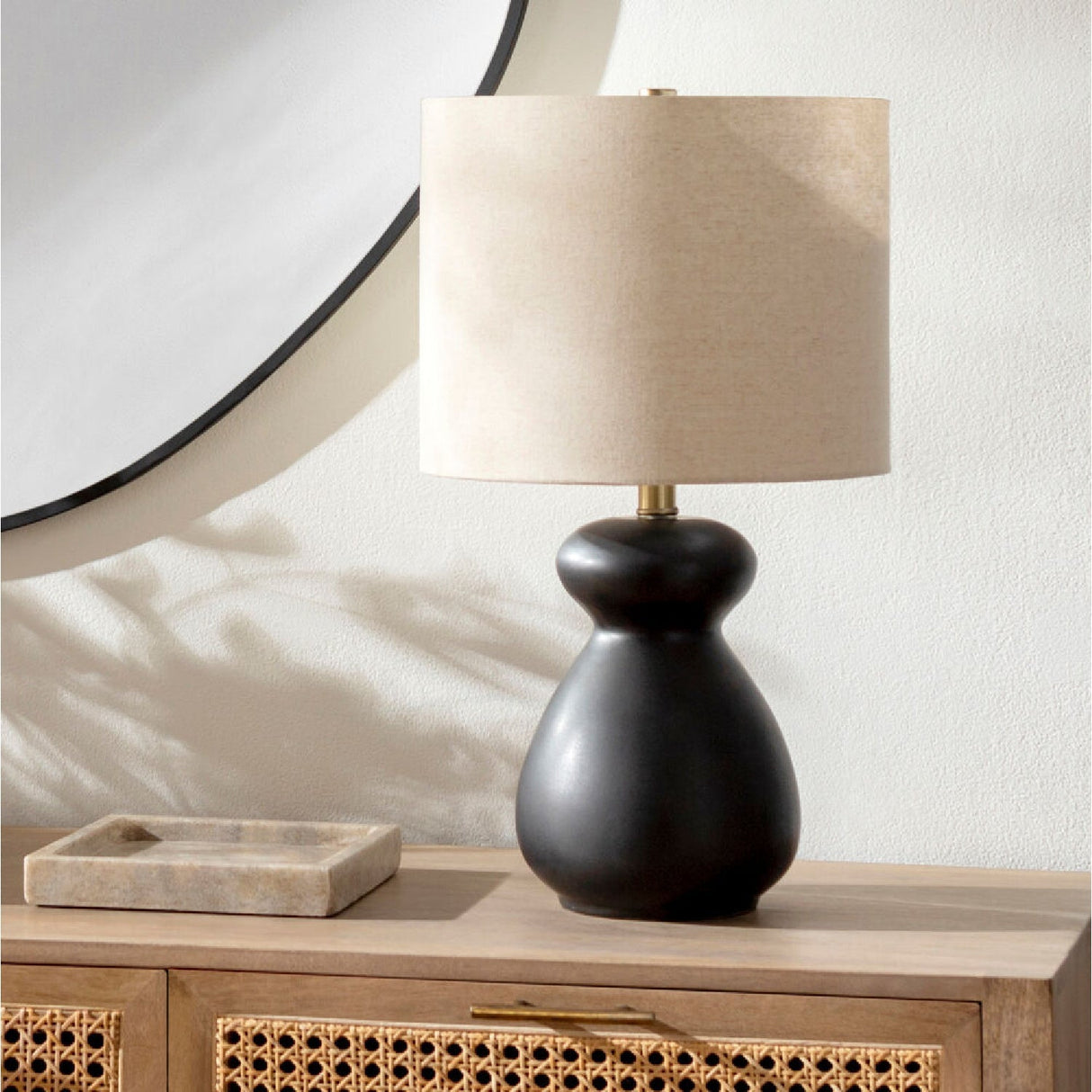 Modern European furniture - Glazed Black Ceramic Table Lamp - www.oroa.com