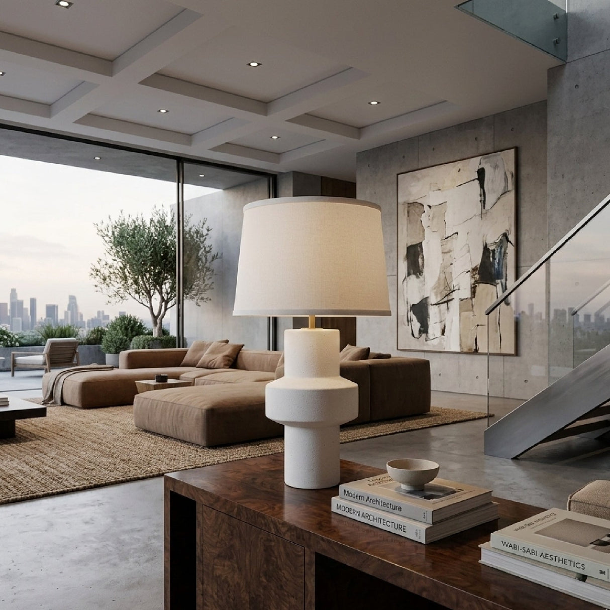 Modern European furniture - White Ceramic Modern Table Lamp - www.oroa.com