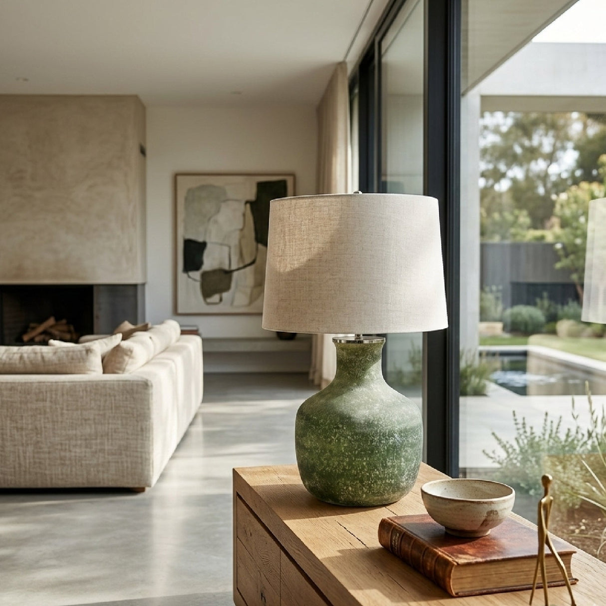 Modern European furniture - Sandblasted Green Glass Table Lamp - www.oroa.com
