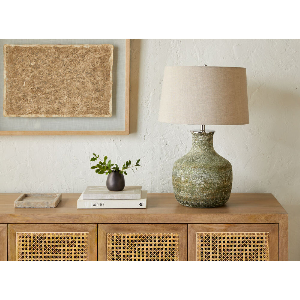 Sandblasted Green Glass Table Lamp | Oroa.com