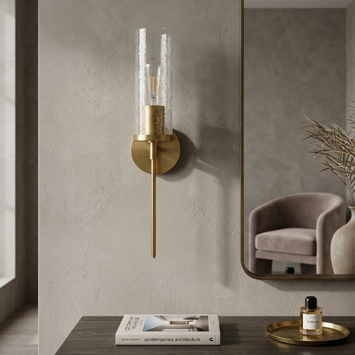 Modern European furniture - Clear Glass Tube Wall Lamp - www.oroa.com