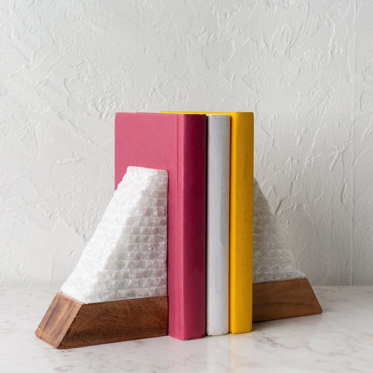 Modern European furniture - White Stone Triangular Bookend Set (2) - www.oroa.com