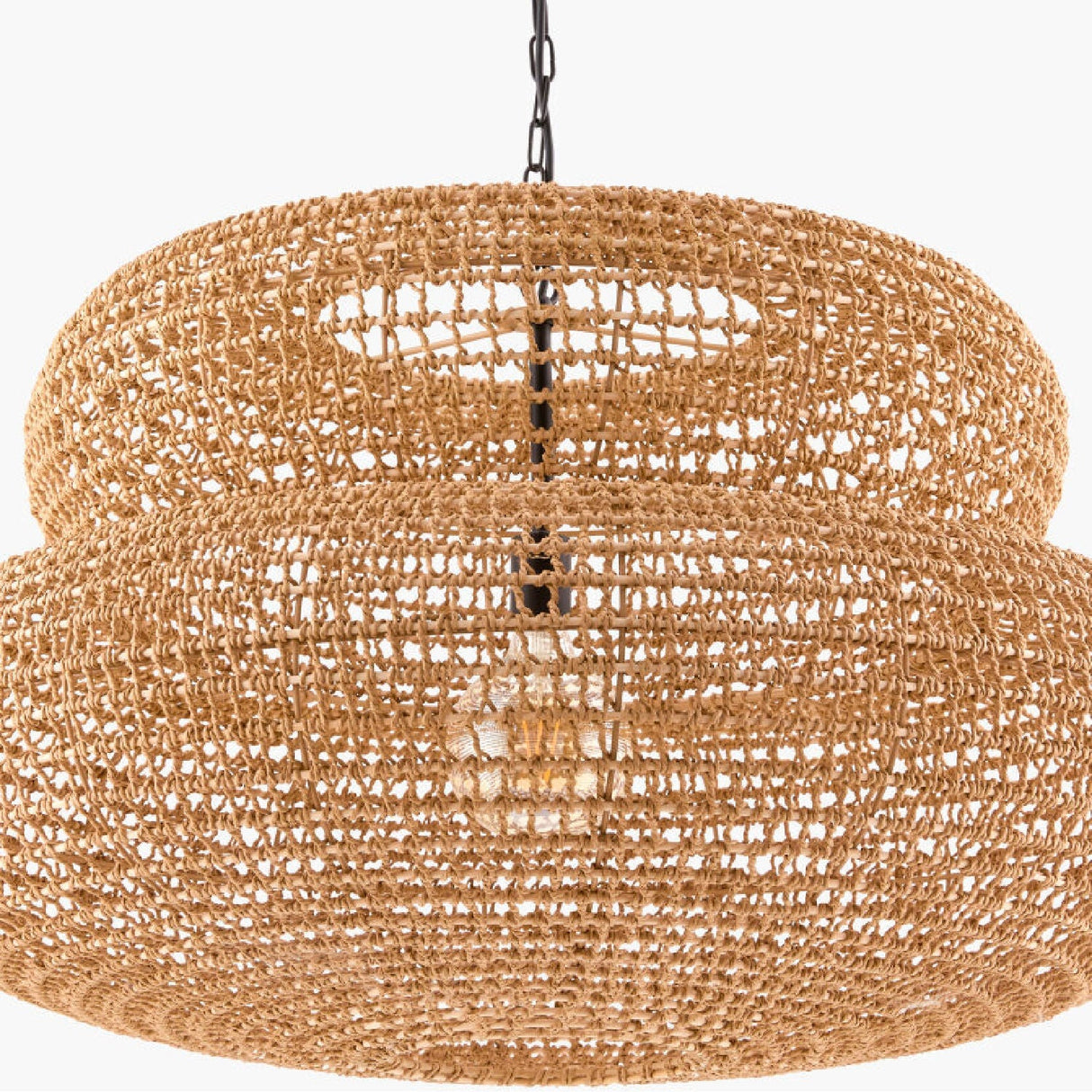Modern European furniture - Brown Woven 2-Tier Pendant Lamp - www.oroa.com