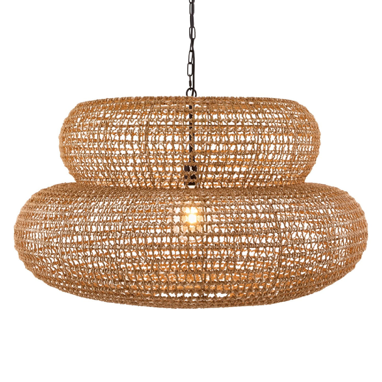 Modern European furniture - Brown Woven 2-Tier Pendant Lamp - www.oroa.com