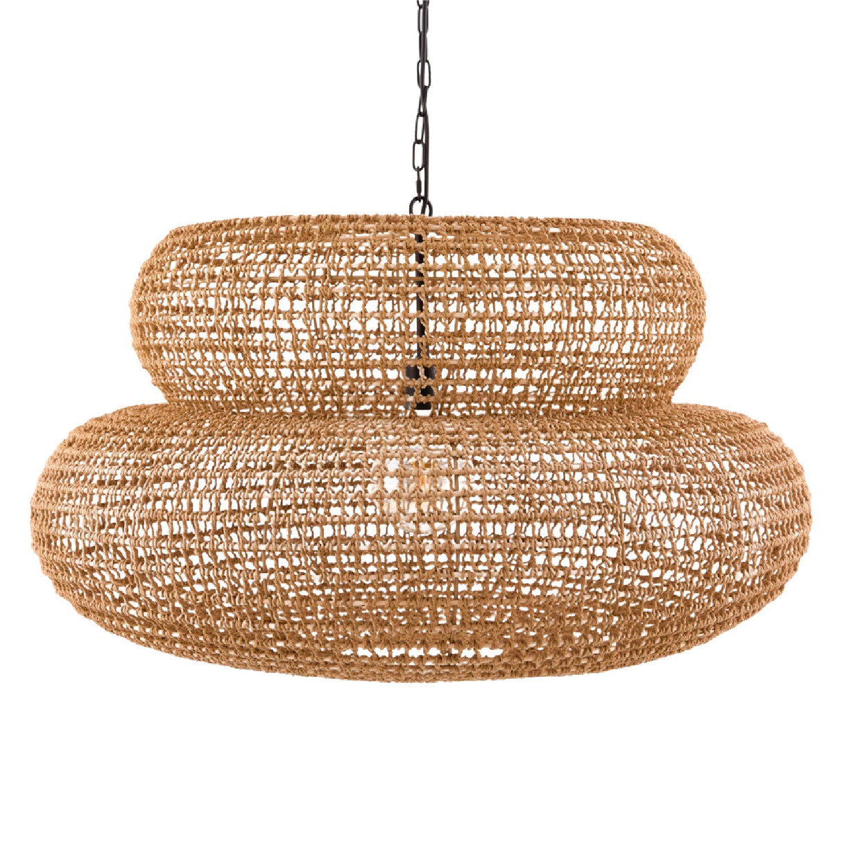 Modern European furniture - Brown Woven 2-Tier Pendant Lamp - www.oroa.com