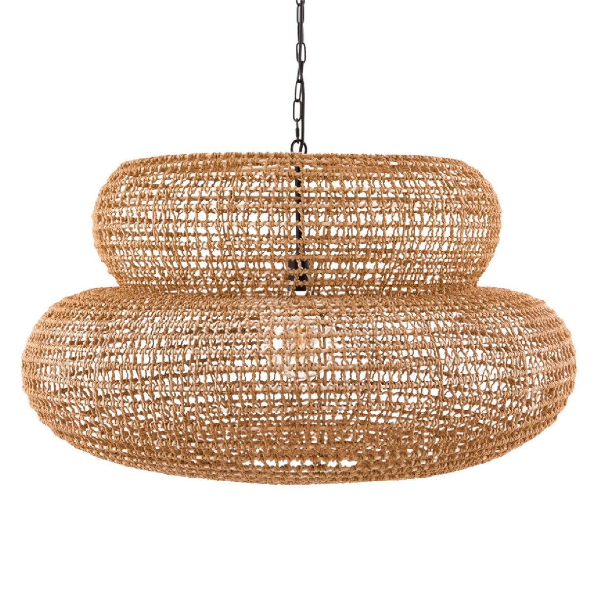 Modern European furniture - Brown Woven 2-Tier Pendant Lamp - www.oroa.com