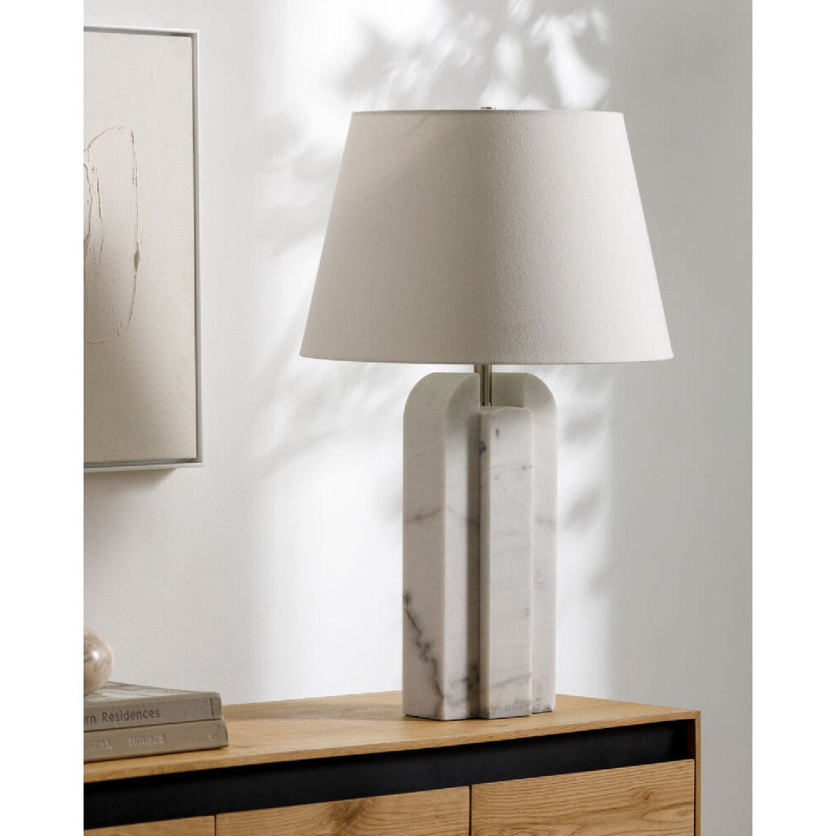 Modern European furniture - White Marble Linen Table Lamp L - www.oroa.com