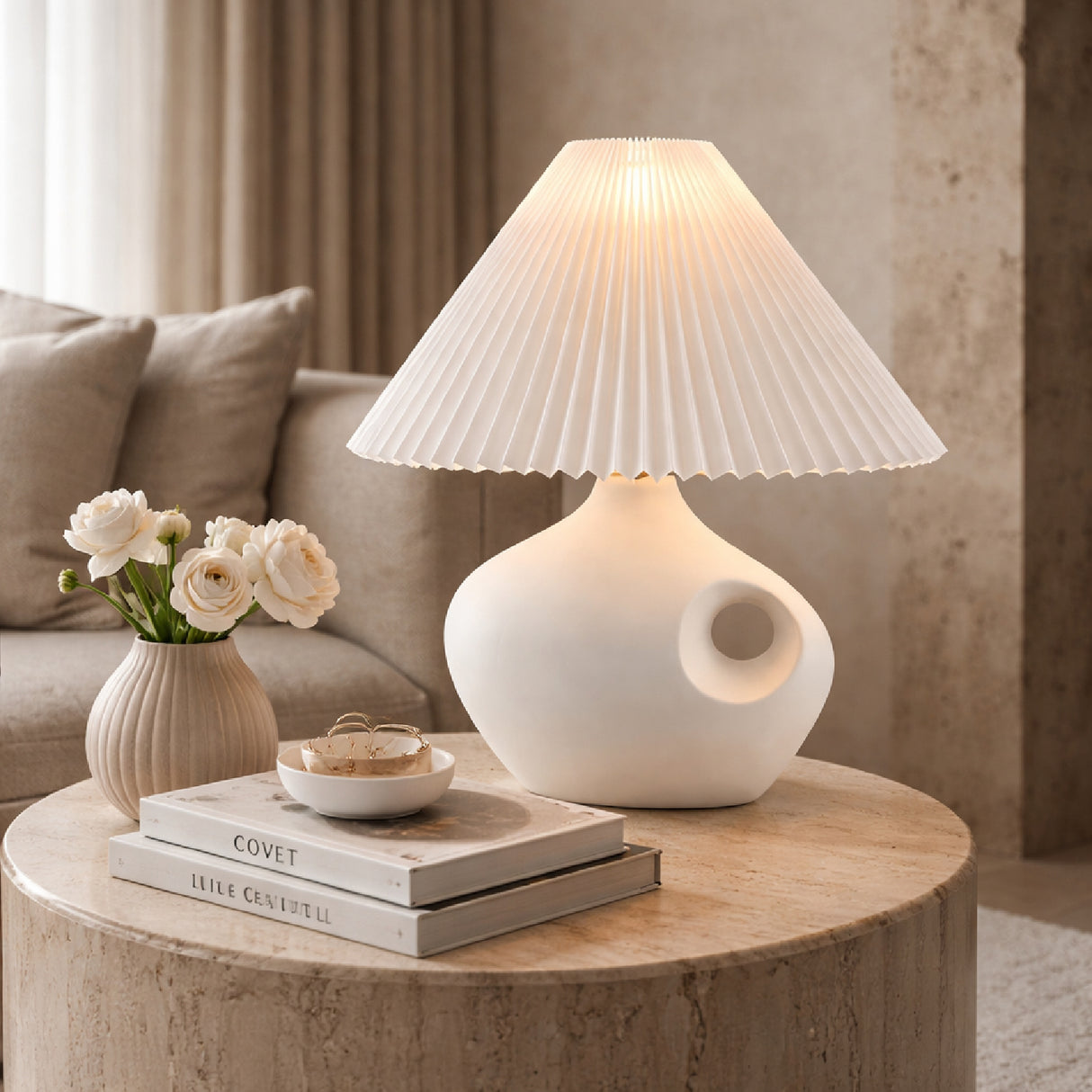 Pleated Linen Accent Table Lamp | Oroa.com