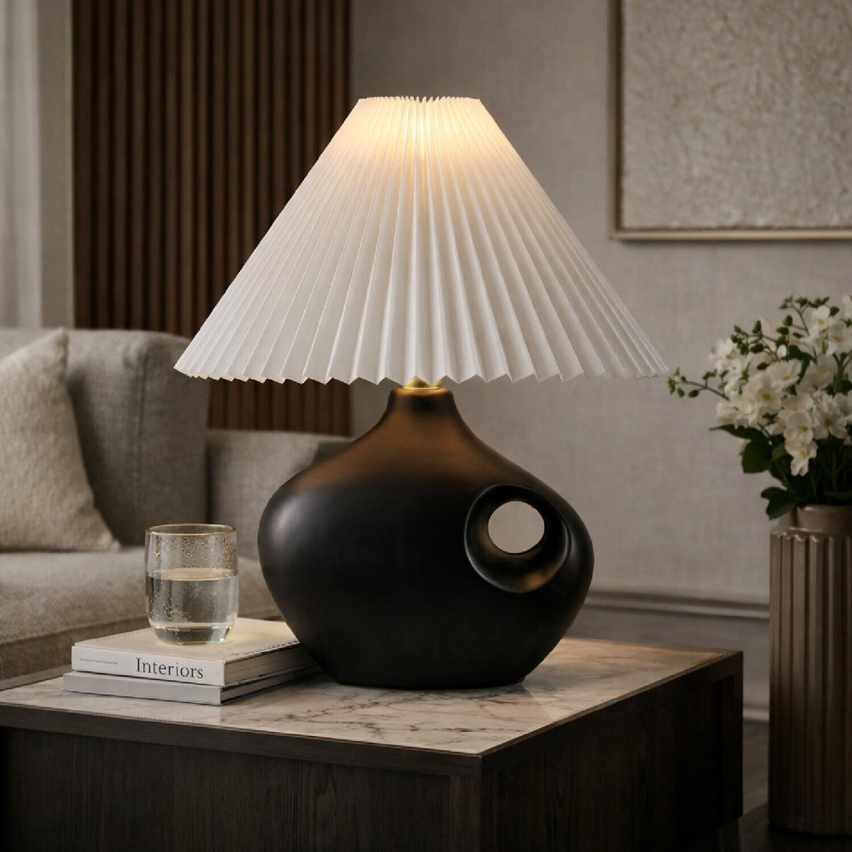 Modern European furniture - Pleated Linen Accent Table Lamp - www.oroa.com