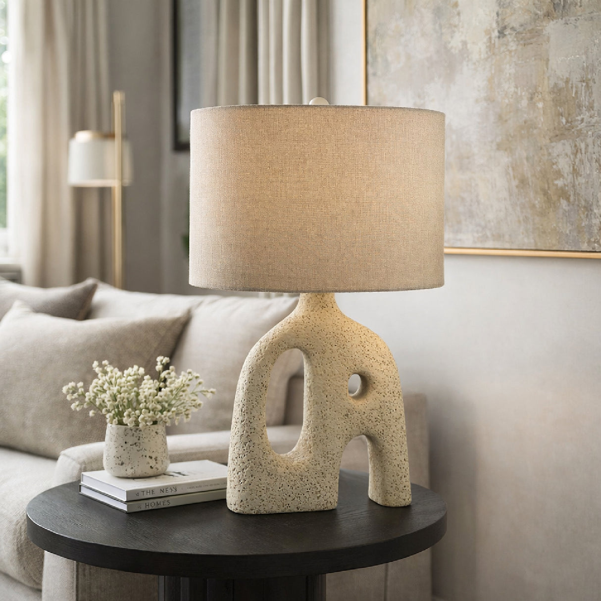 Modern European furniture - Abstract Carved Base Table Lamp - www.oroa.com