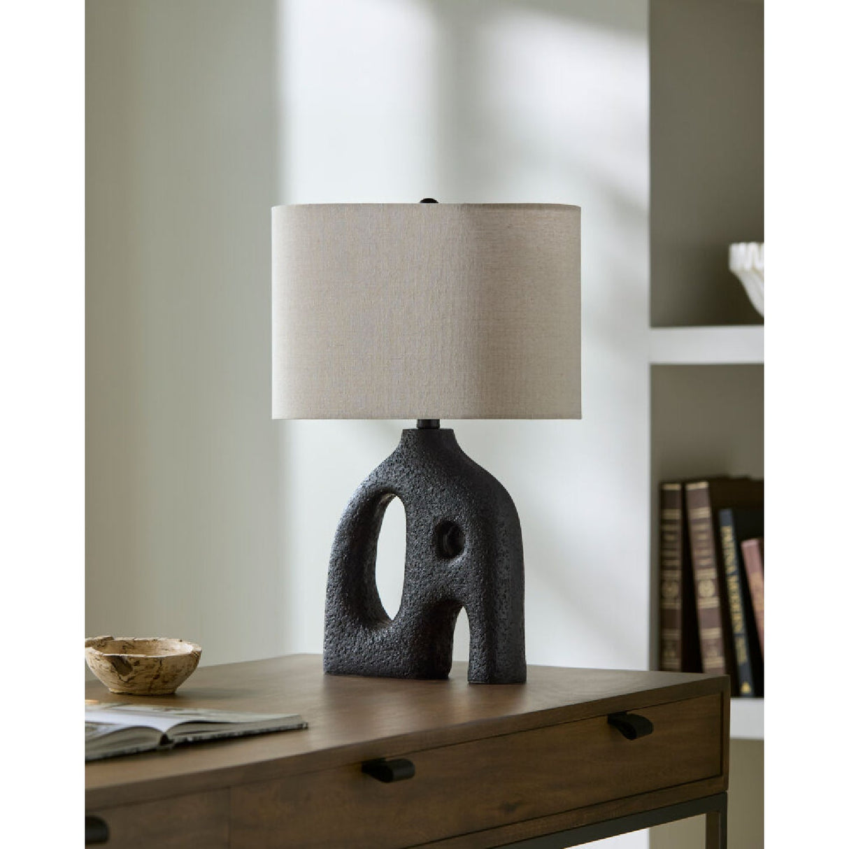 Modern European furniture - Abstract Carved Base Table Lamp - www.oroa.com