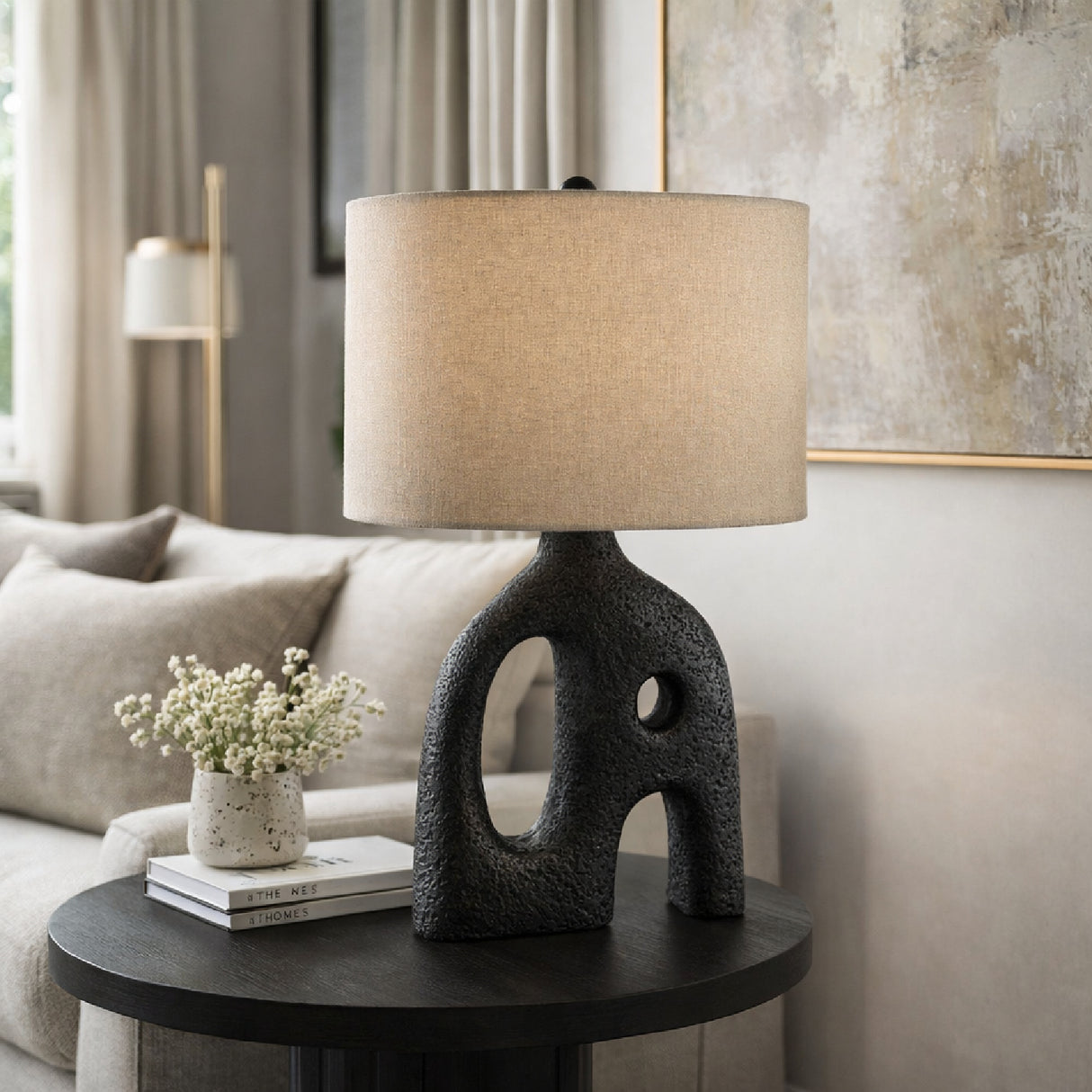 Modern European furniture - Abstract Carved Base Table Lamp - www.oroa.com