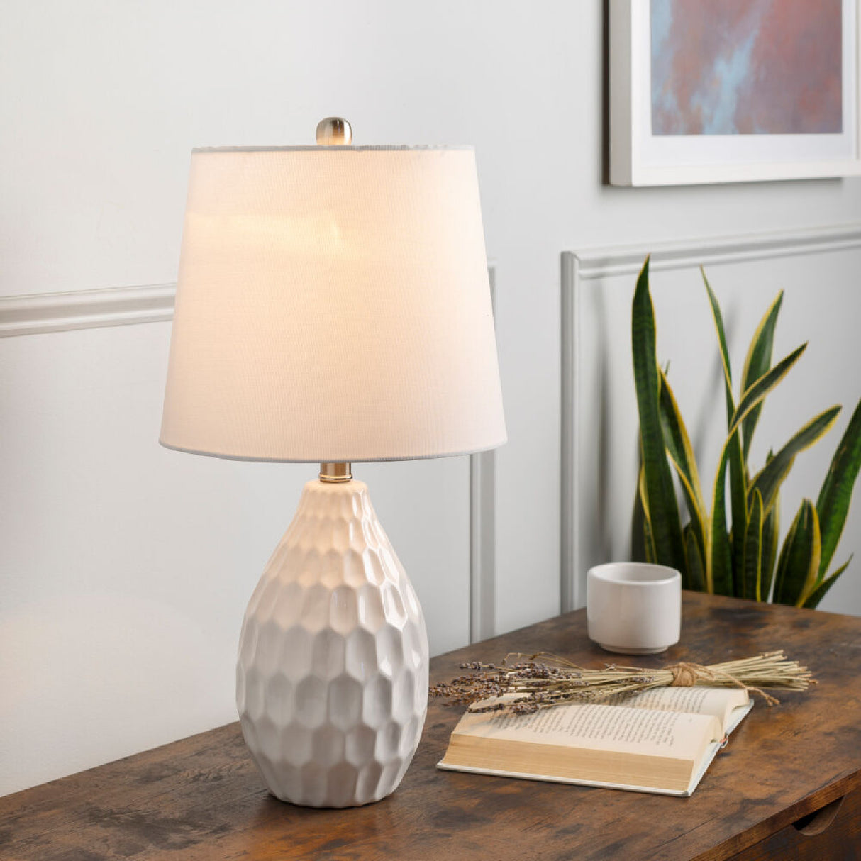 Modern European furniture - White Ceramic Linen Table Lamp - www.oroa.com