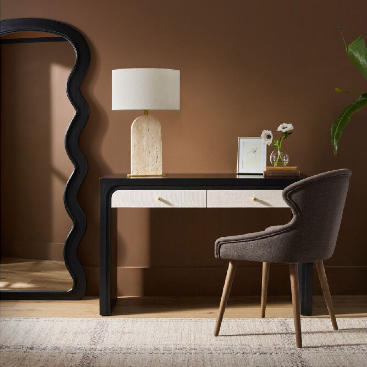 Modern European furniture - Beige Arched Travertine Table Lamp - www.oroa.com