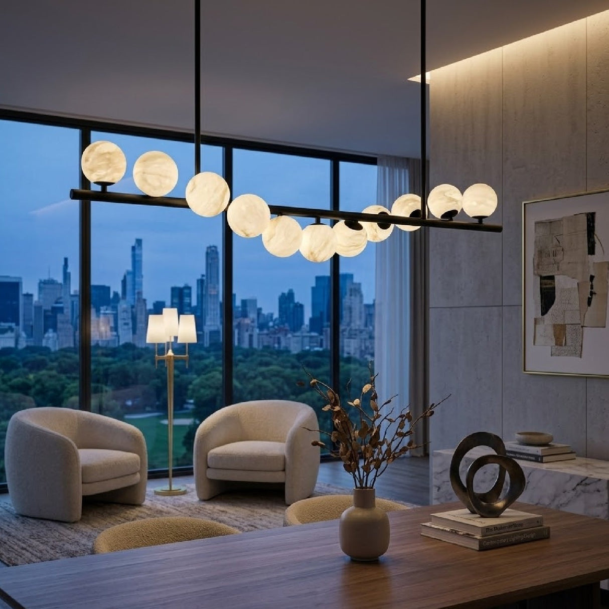 Modern European furniture - White Stone 11-Light Pendant Lamp - www.oroa.com