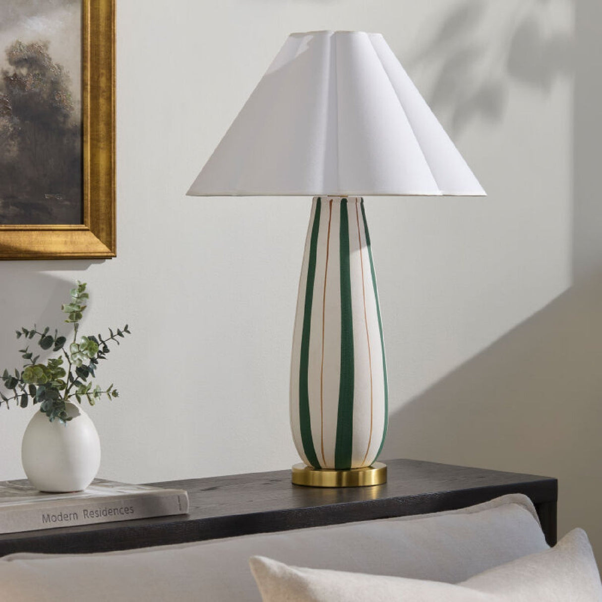 Modern European furniture - Striped Ceramic Accent Table Lamp - www.oroa.com