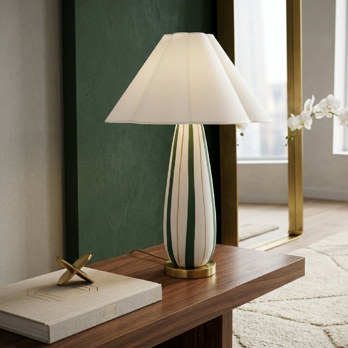 Modern European furniture - Striped Ceramic Accent Table Lamp - www.oroa.com