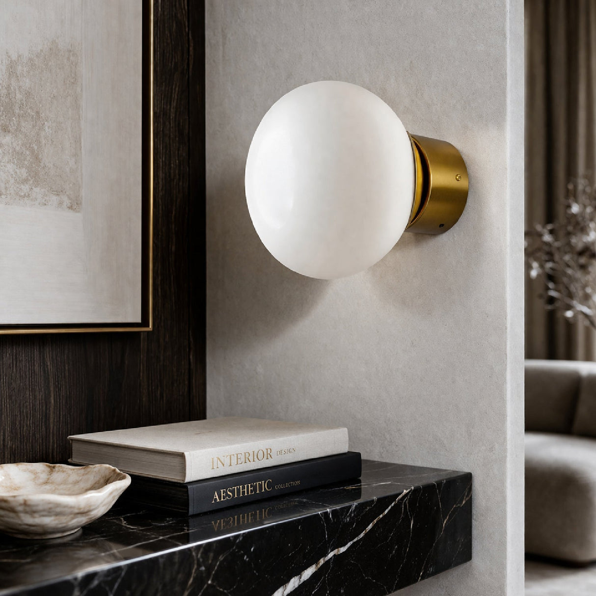 Modern European furniture - White Glass Orb Wall Lamp - www.oroa.com