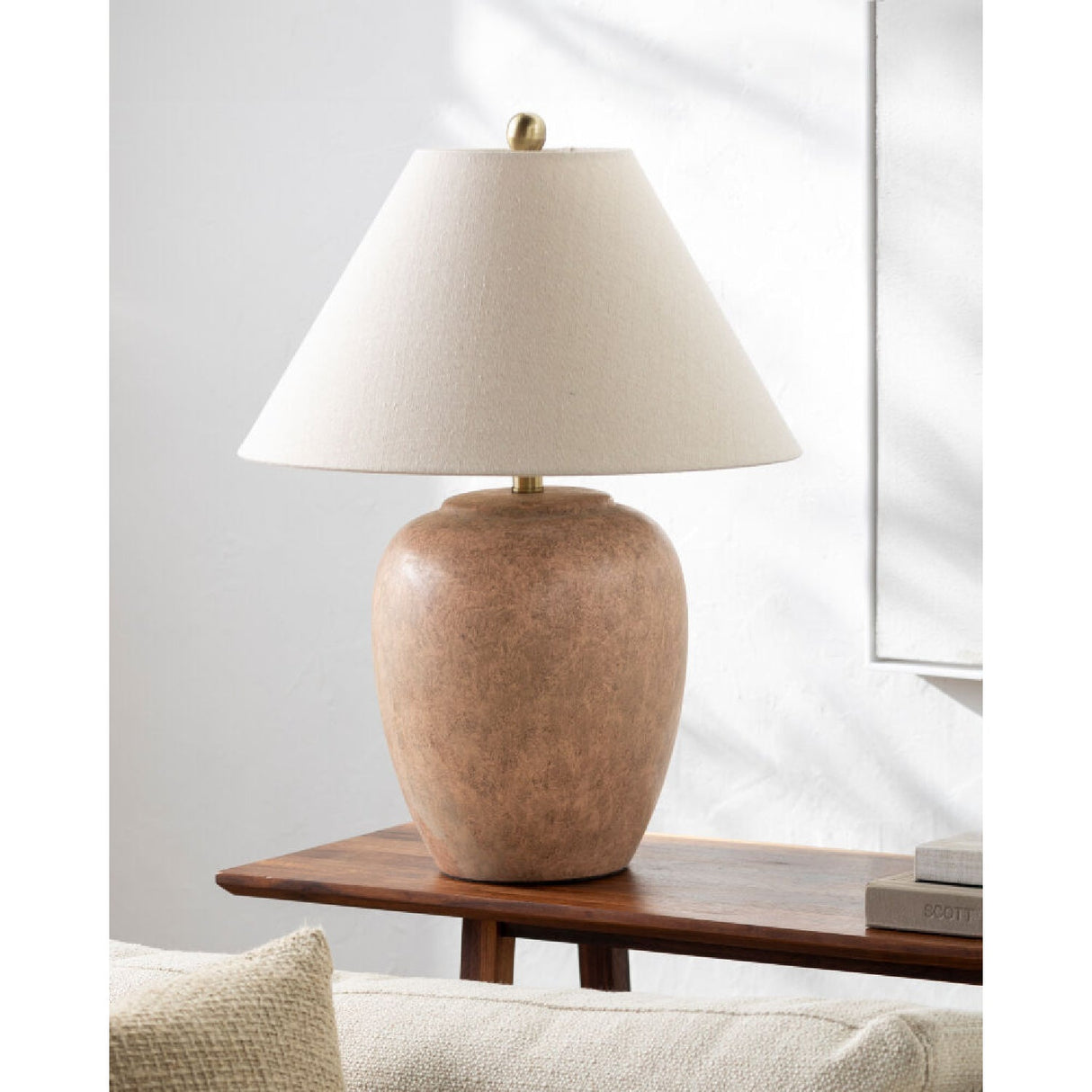 Modern European furniture - Glazed Brown Ceramic Table Lamp - www.oroa.com