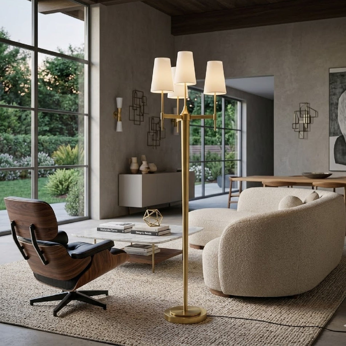 Modern European furniture - White Linen 3-Light Floor Lamp - www.oroa.com
