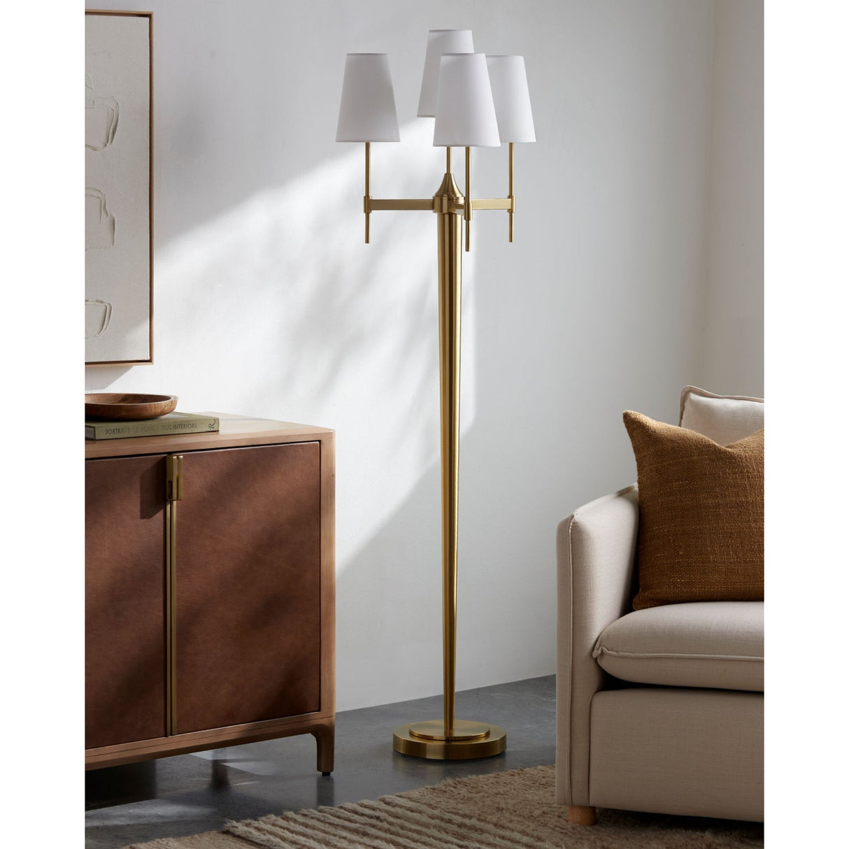 Modern European furniture - White Linen 3-Light Floor Lamp - www.oroa.com