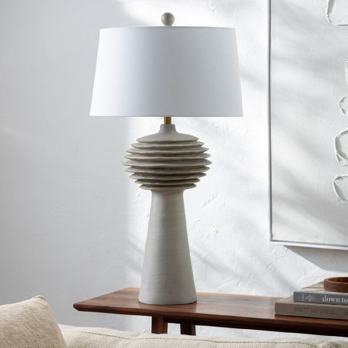 Modern European furniture - Gray Sculptured Accent Table Lamp - www.oroa.com