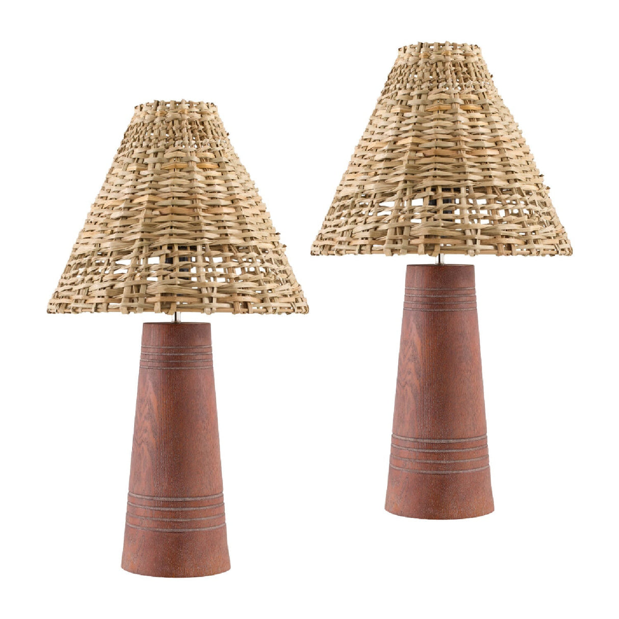Modern European furniture - Woven Rattan Accent Table Lamps (2) - www.oroa.com
