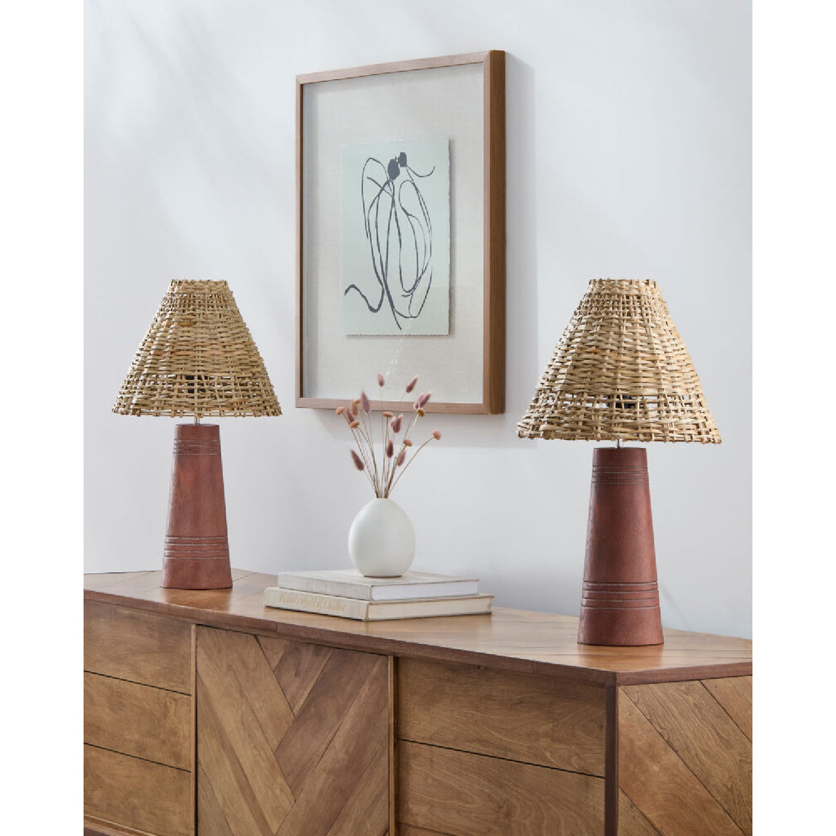 Modern European furniture - Woven Rattan Accent Table Lamps (2) - www.oroa.com
