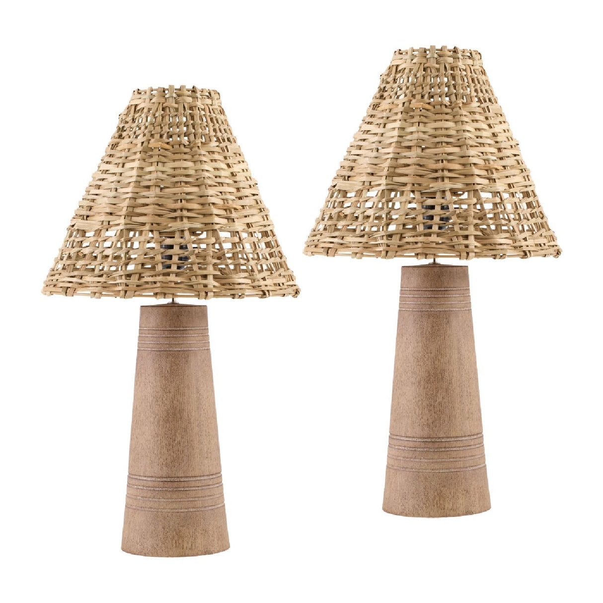 Modern European furniture - Woven Rattan Accent Table Lamps (2) - www.oroa.com