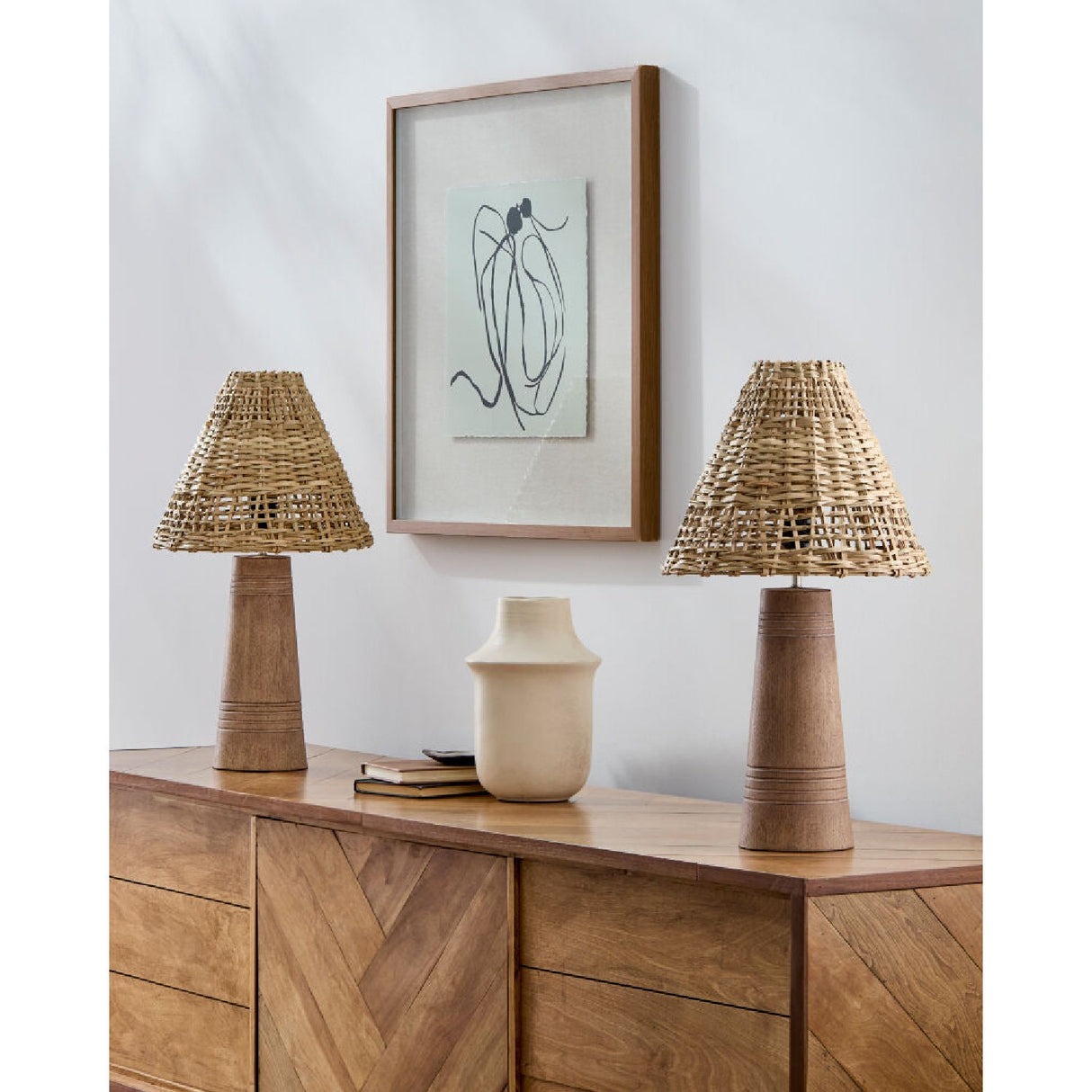 Modern European furniture - Woven Rattan Accent Table Lamps (2) - www.oroa.com